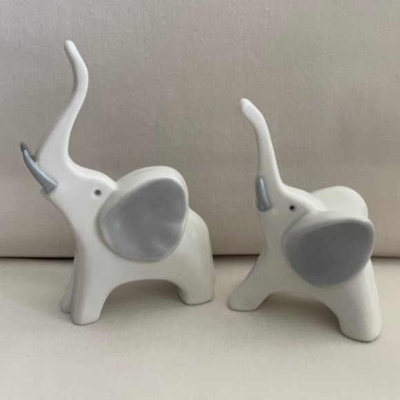 Pair Porcelain Elephant Figurines